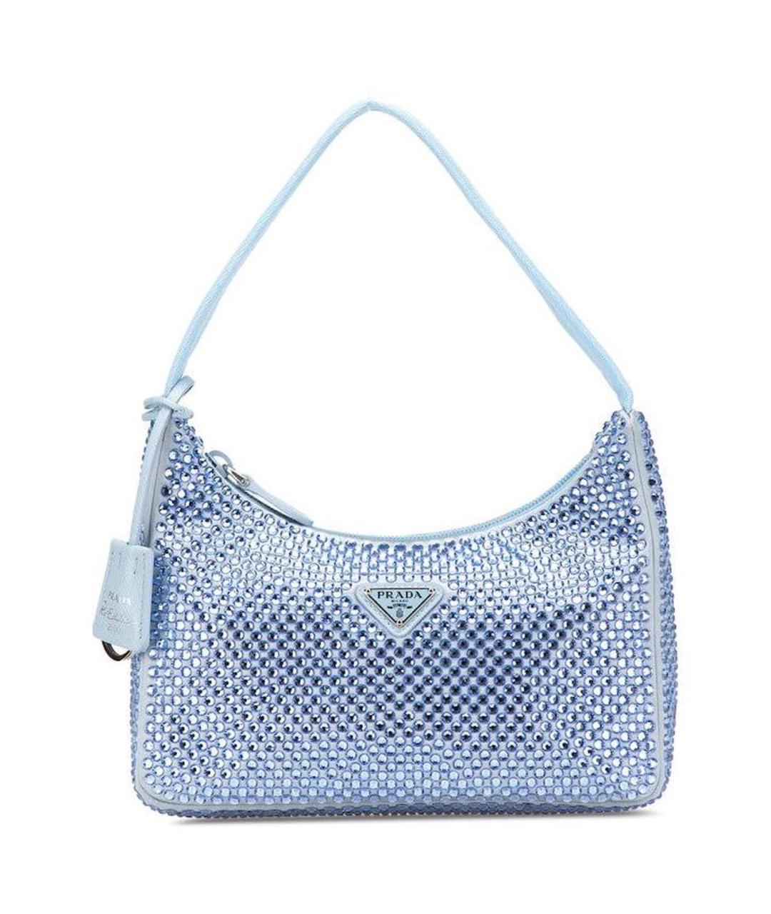 PRADA Голубая тканевая сумка с короткими ручками, фото 3