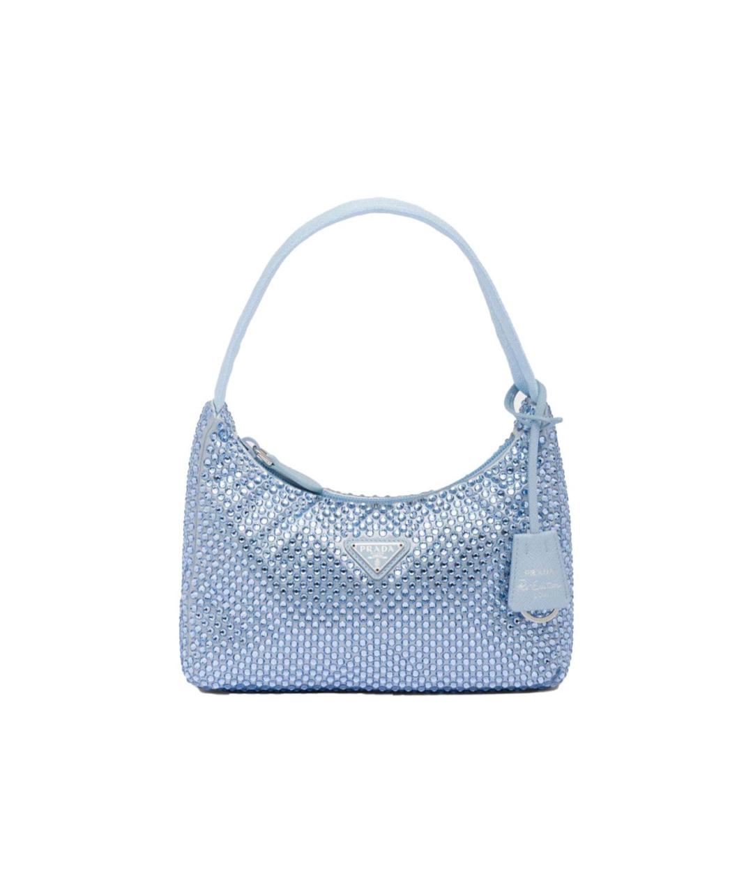 PRADA Голубая тканевая сумка с короткими ручками, фото 8