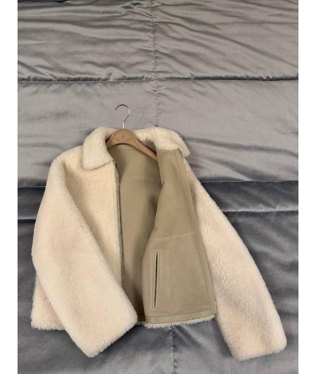 LORO PIANA Бежевая кожаная дубленка, фото 3
