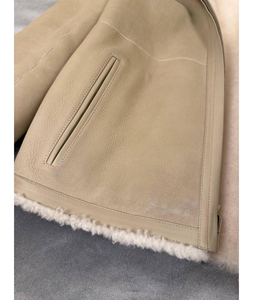 LORO PIANA Бежевая кожаная дубленка, фото 5