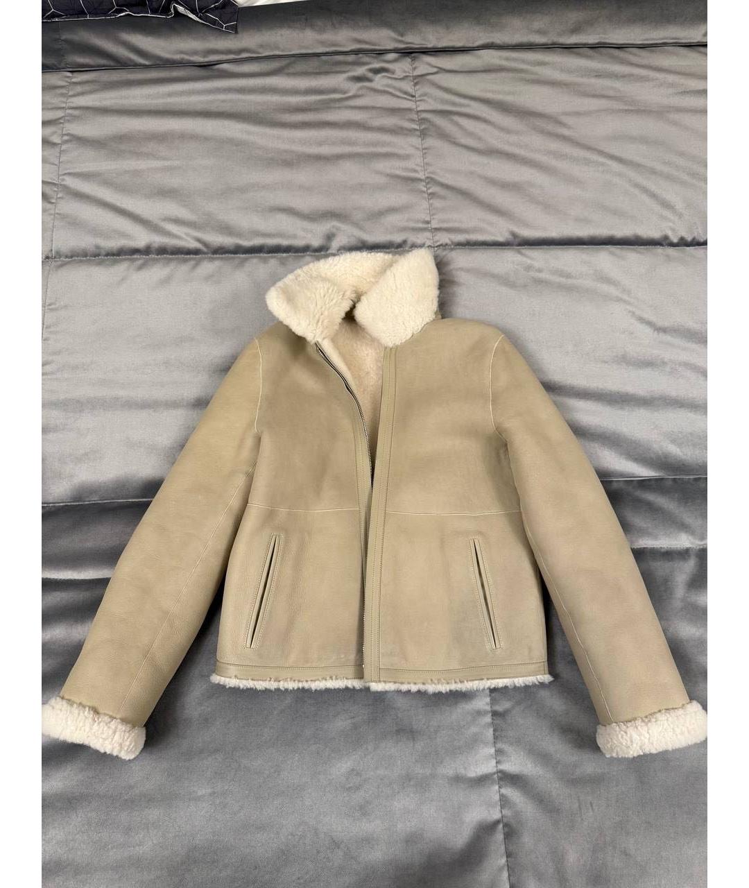 LORO PIANA Бежевая кожаная дубленка, фото 6