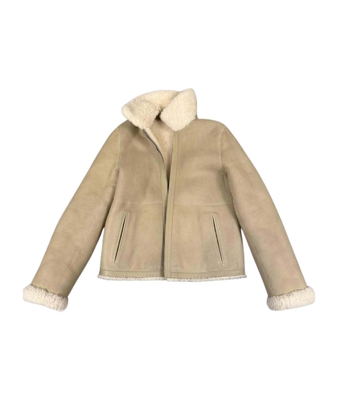 LORO PIANA Бежевая кожаная дубленка, фото 1