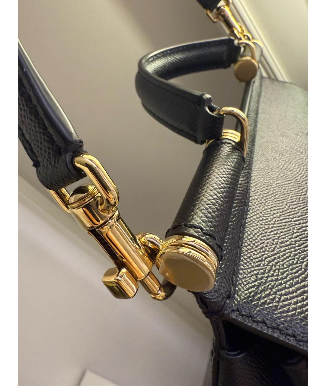 DOLCE&GABBANA Черная кожаная сумка через плечо, фото 6