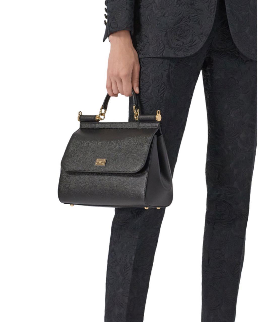 DOLCE&GABBANA Черная кожаная сумка через плечо, фото 5