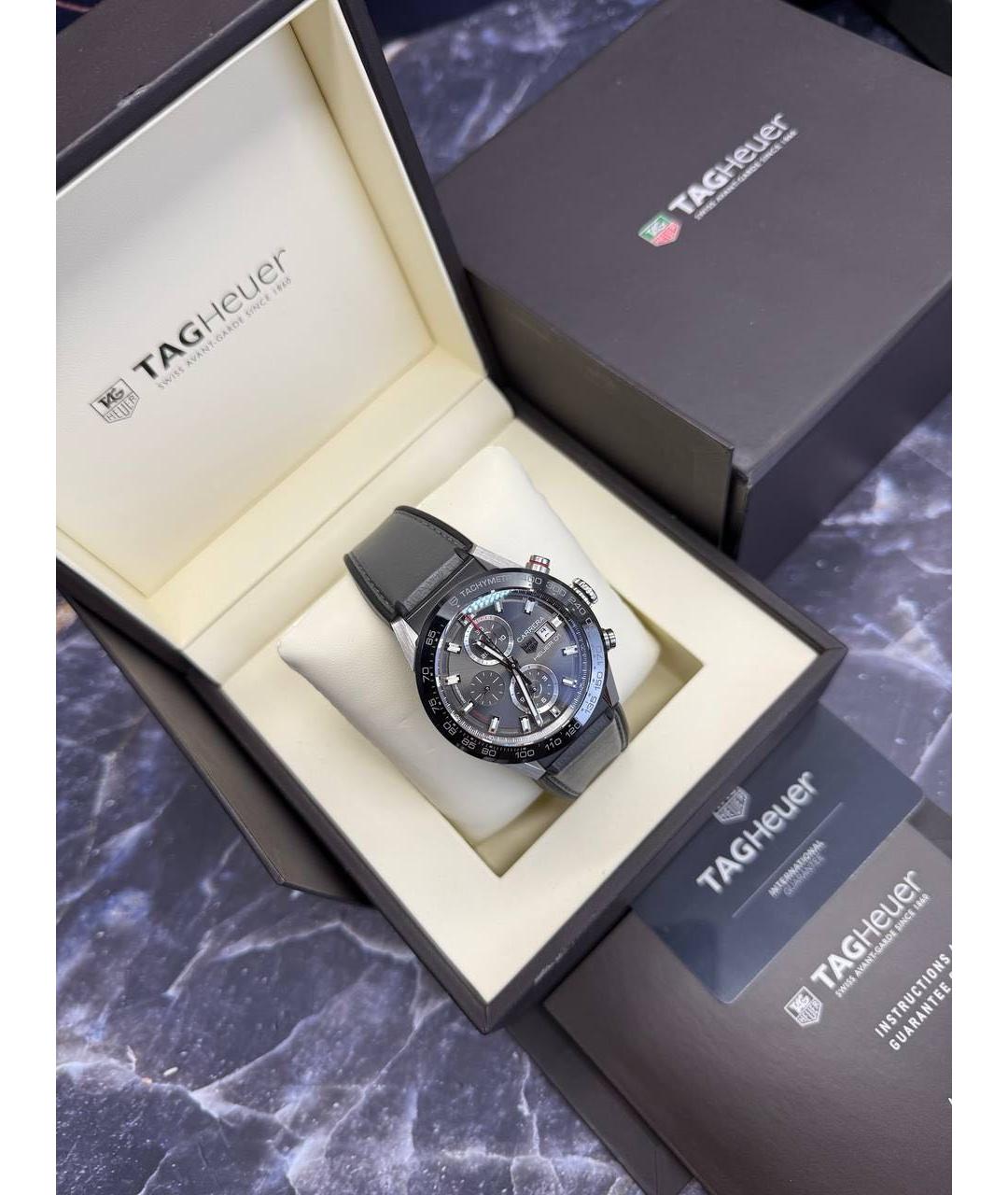 TAG HEUER Черные металлические часы, фото 7