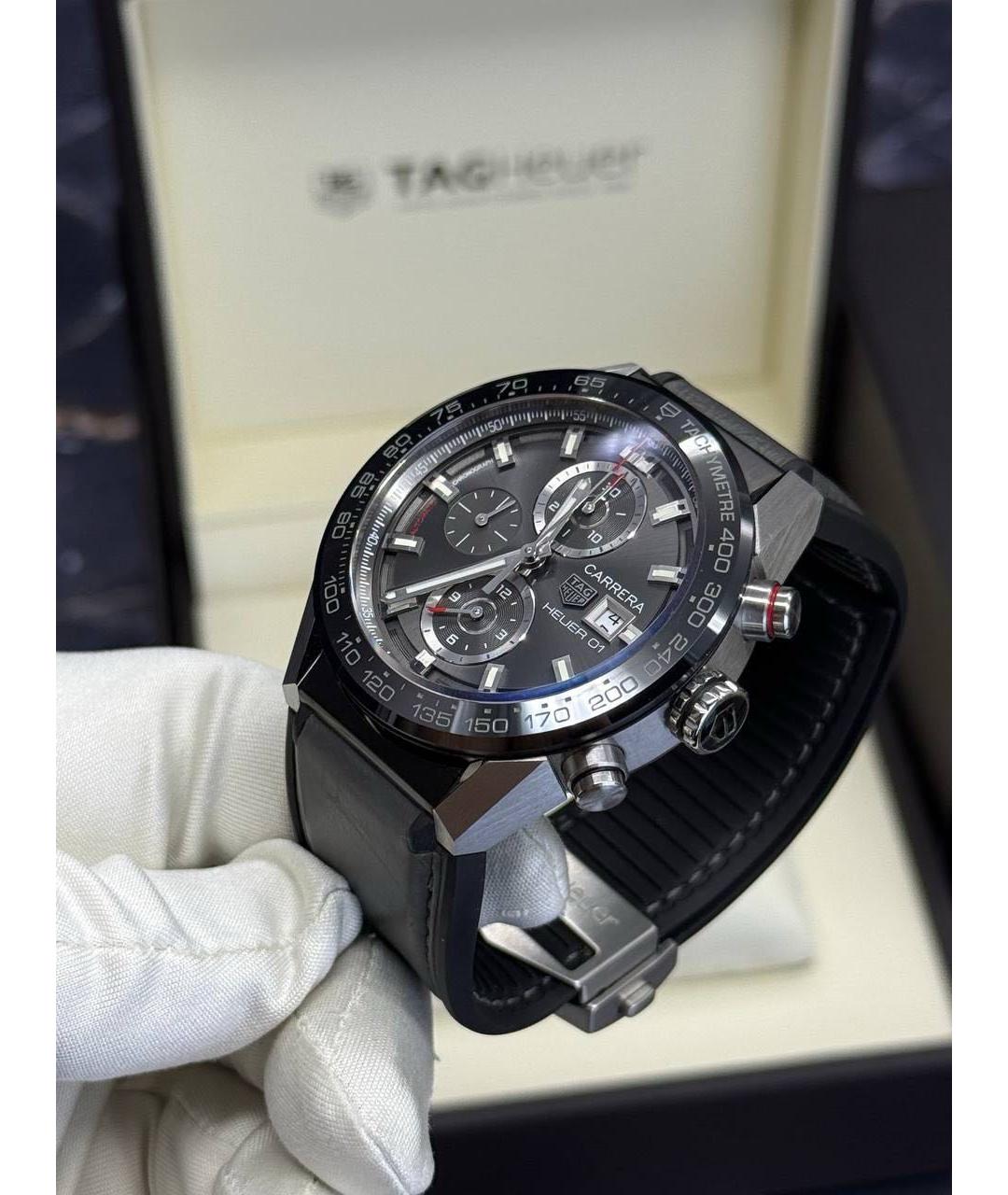 TAG HEUER Черные металлические часы, фото 2