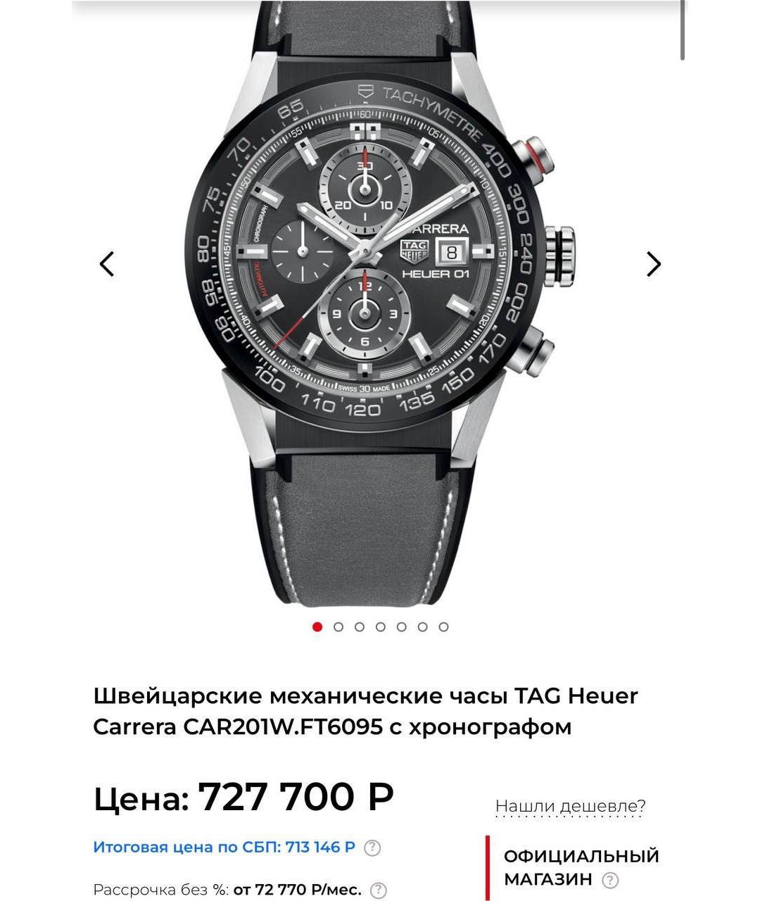TAG HEUER Черные металлические часы, фото 8