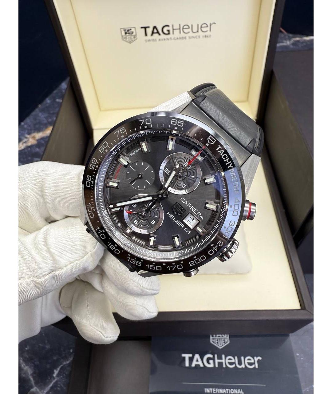 TAG HEUER Черные металлические часы, фото 9