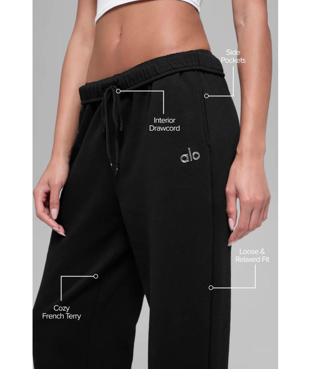 ALO YOGA Черные хлопковые спортивные брюки и шорты, фото 3