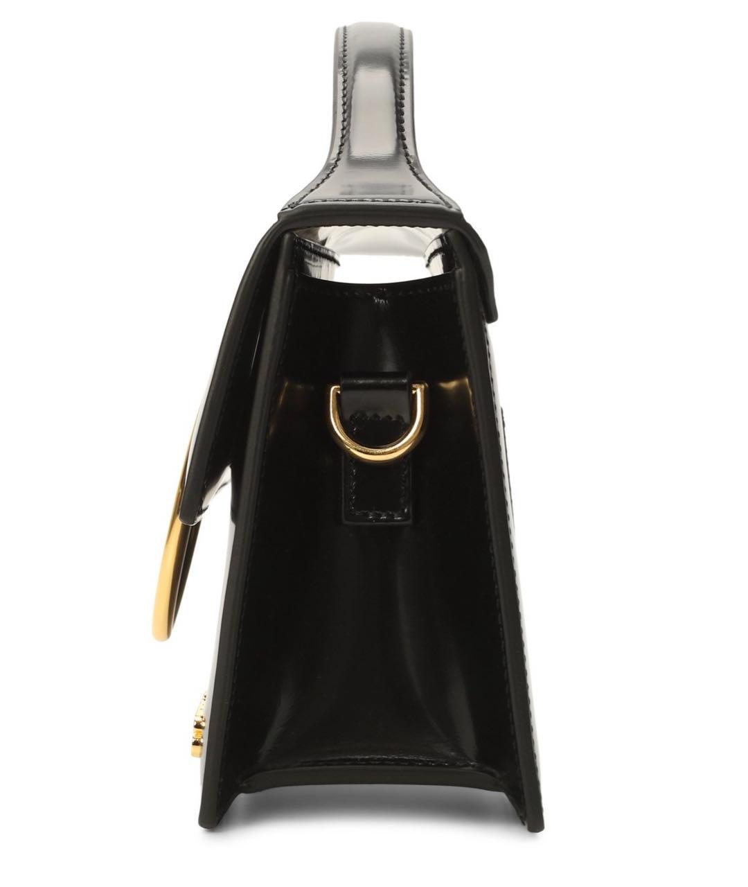 JACQUEMUS Черная сумка с короткими ручками из лакированной кожи, фото 3