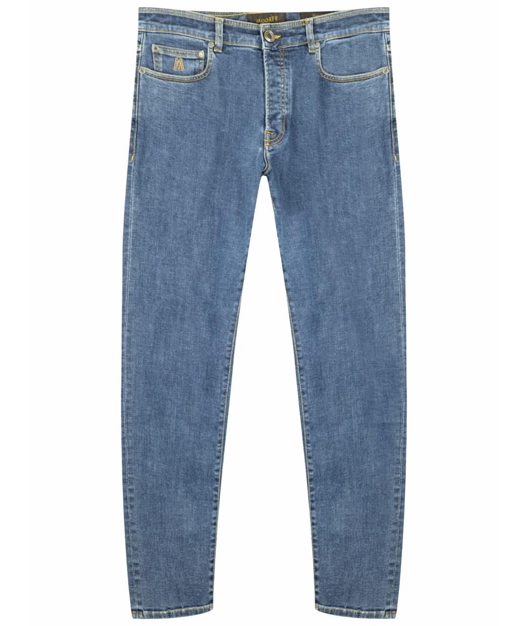 MOORER Синие хлопко-эластановые джинсы скинни, фото 1