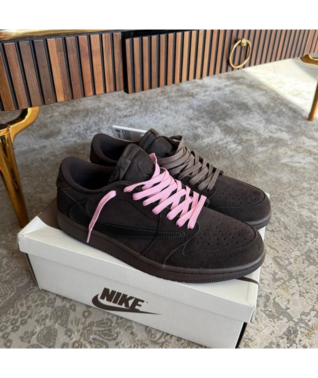 NIKE Коричневые замшевые низкие кроссовки / кеды, фото 2