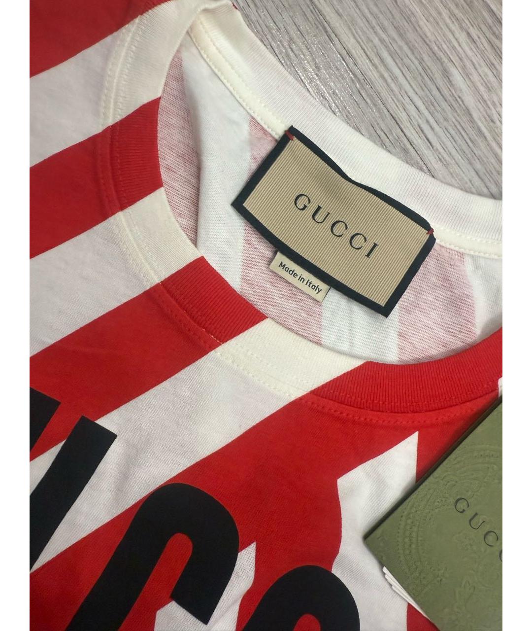 GUCCI Красная хлопковая футболка, фото 3