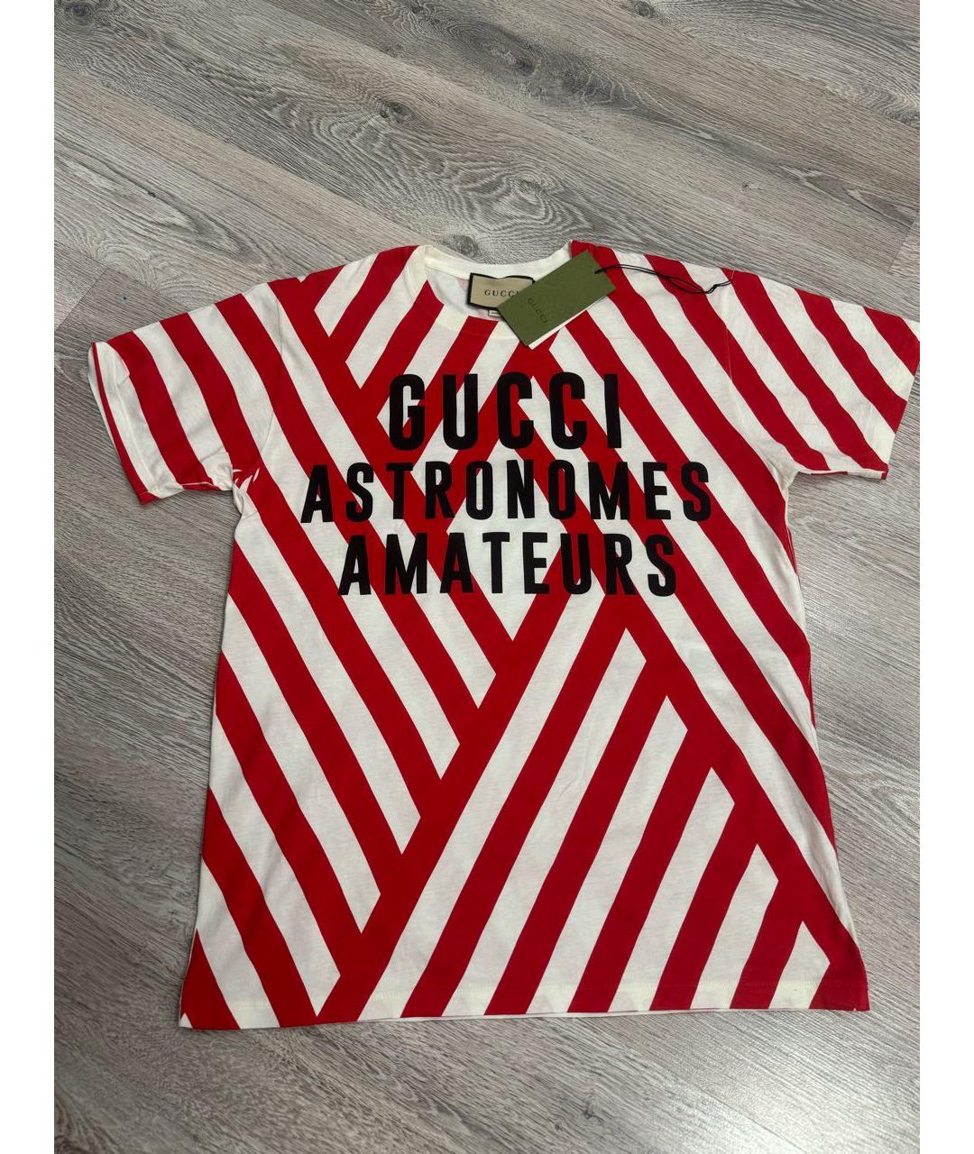 GUCCI Красная хлопковая футболка, фото 4