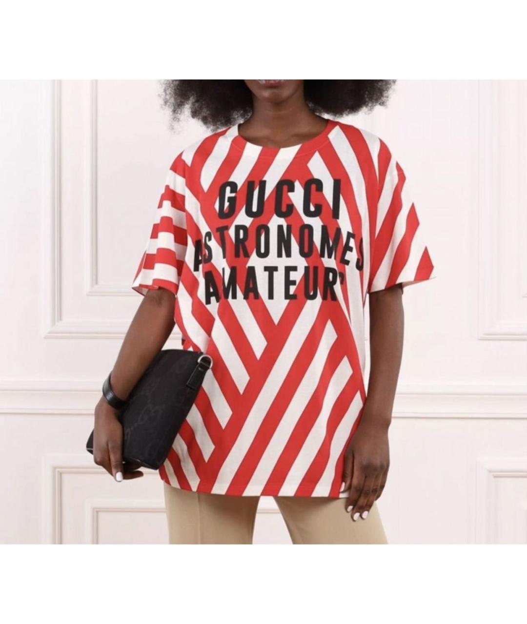 GUCCI Красная хлопковая футболка, фото 7