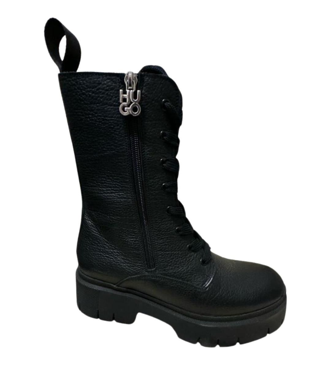 HUGO Черные кожаные ботинки, фото 1