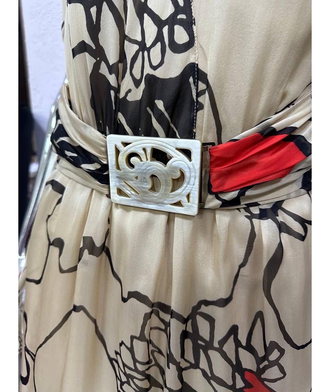 VALENTINO Бежевое шелковое повседневное платье, фото 3