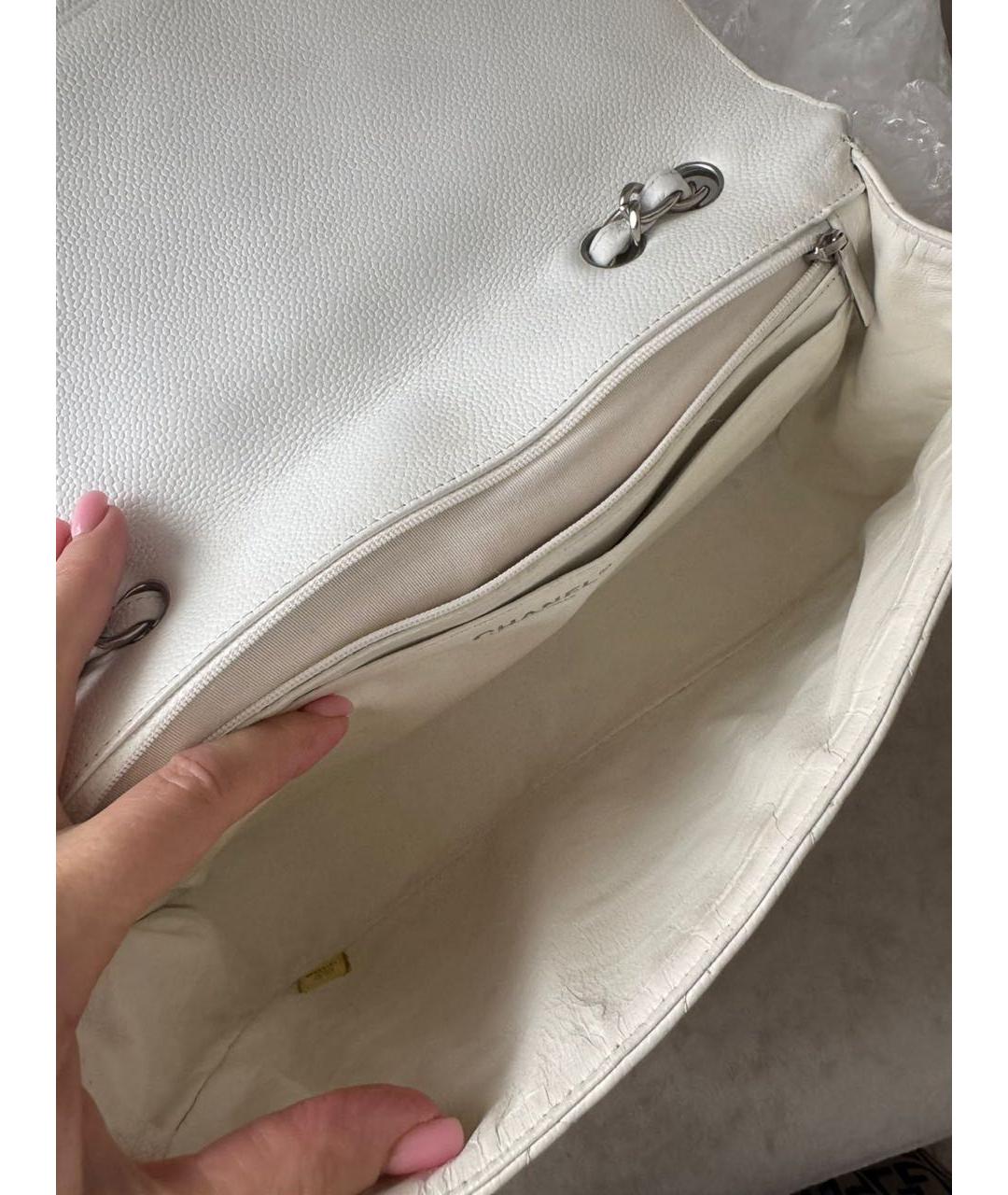 CHANEL Белая кожаная сумка через плечо, фото 7