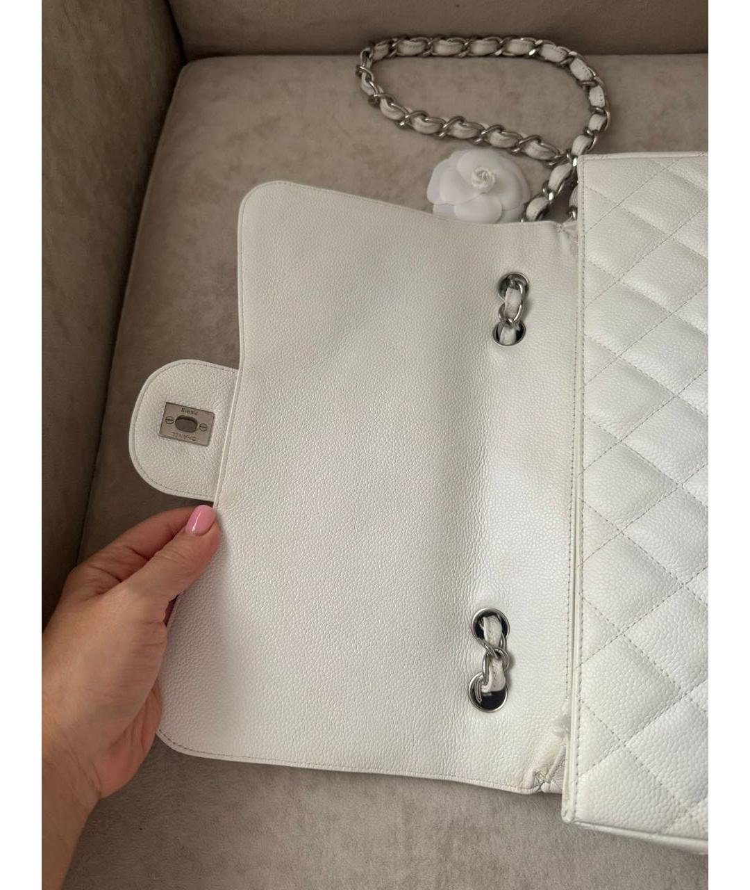 CHANEL Белая кожаная сумка через плечо, фото 6