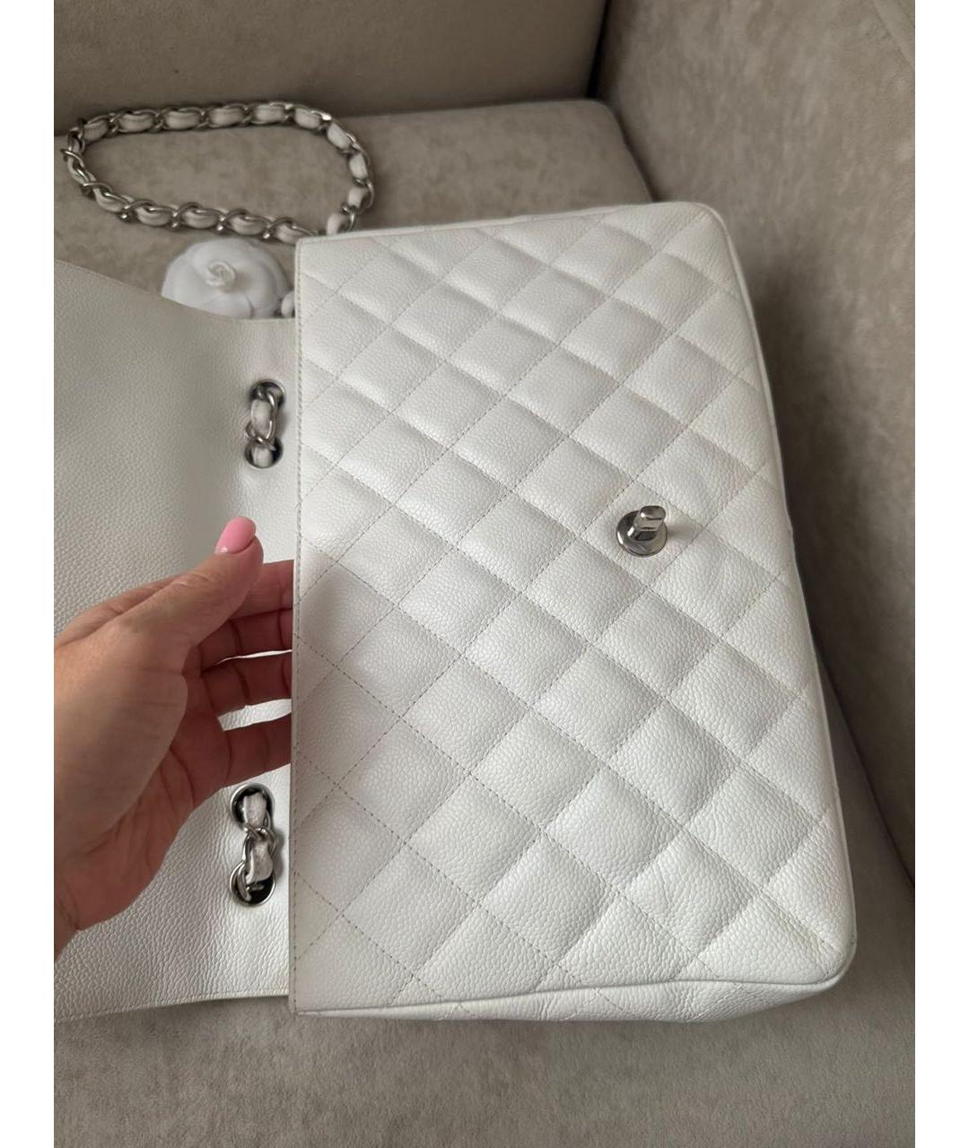 CHANEL Белая кожаная сумка через плечо, фото 8