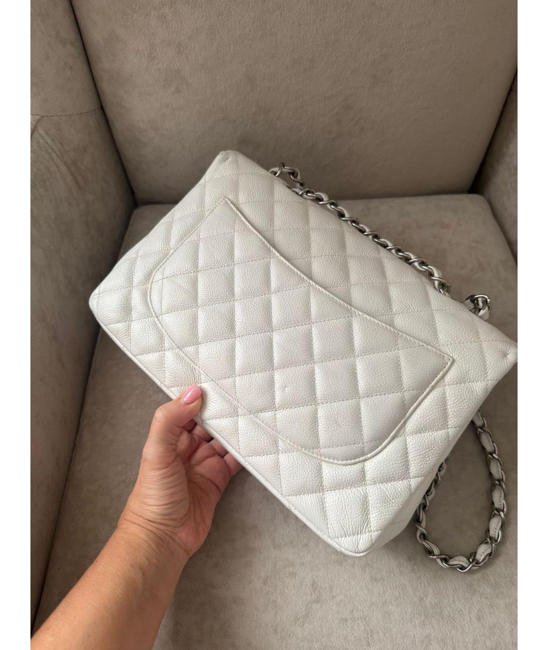 CHANEL Белая кожаная сумка через плечо, фото 4