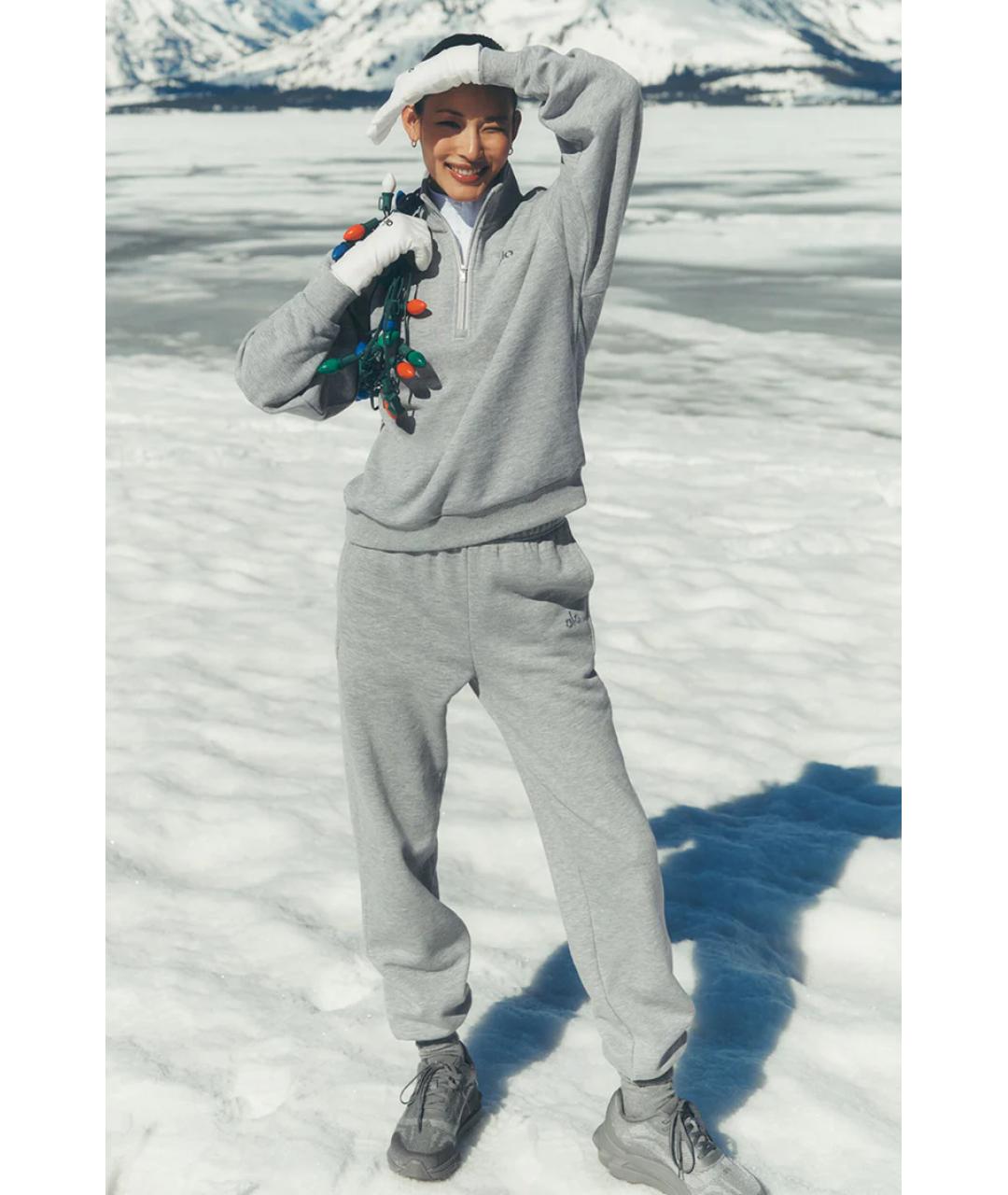 ALO YOGA Серые хлопковые спортивные брюки и шорты, фото 2