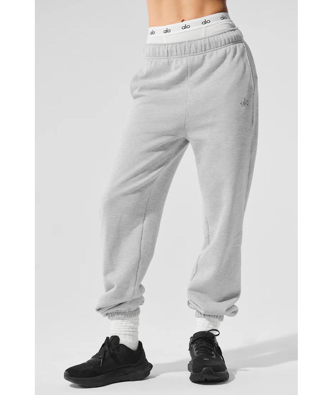 ALO YOGA Серые хлопковые спортивные брюки и шорты, фото 3