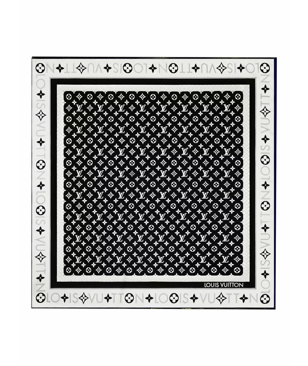 LOUIS VUITTON Черный шелковый платок, фото 1