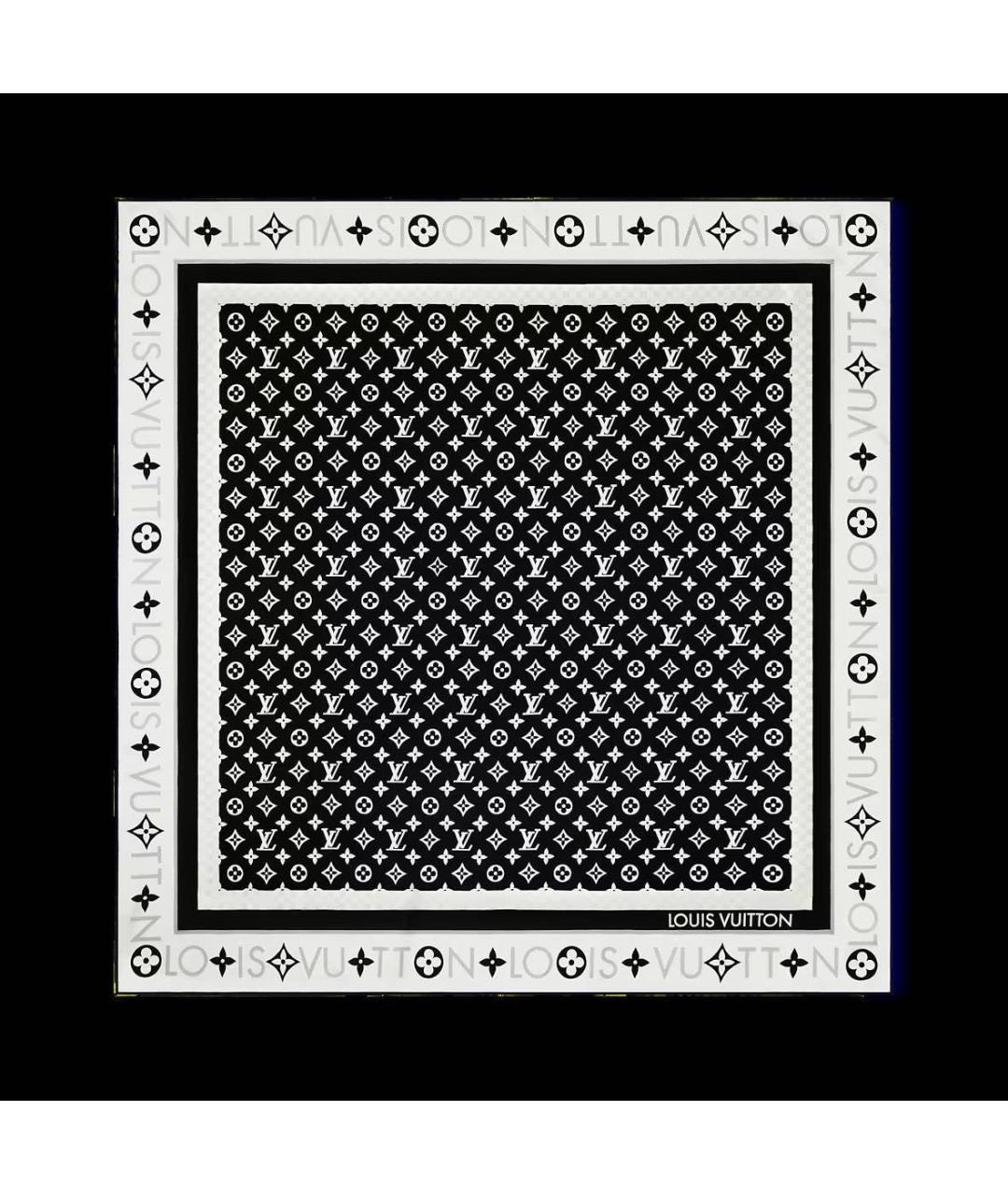 LOUIS VUITTON Черный шелковый платок, фото 5