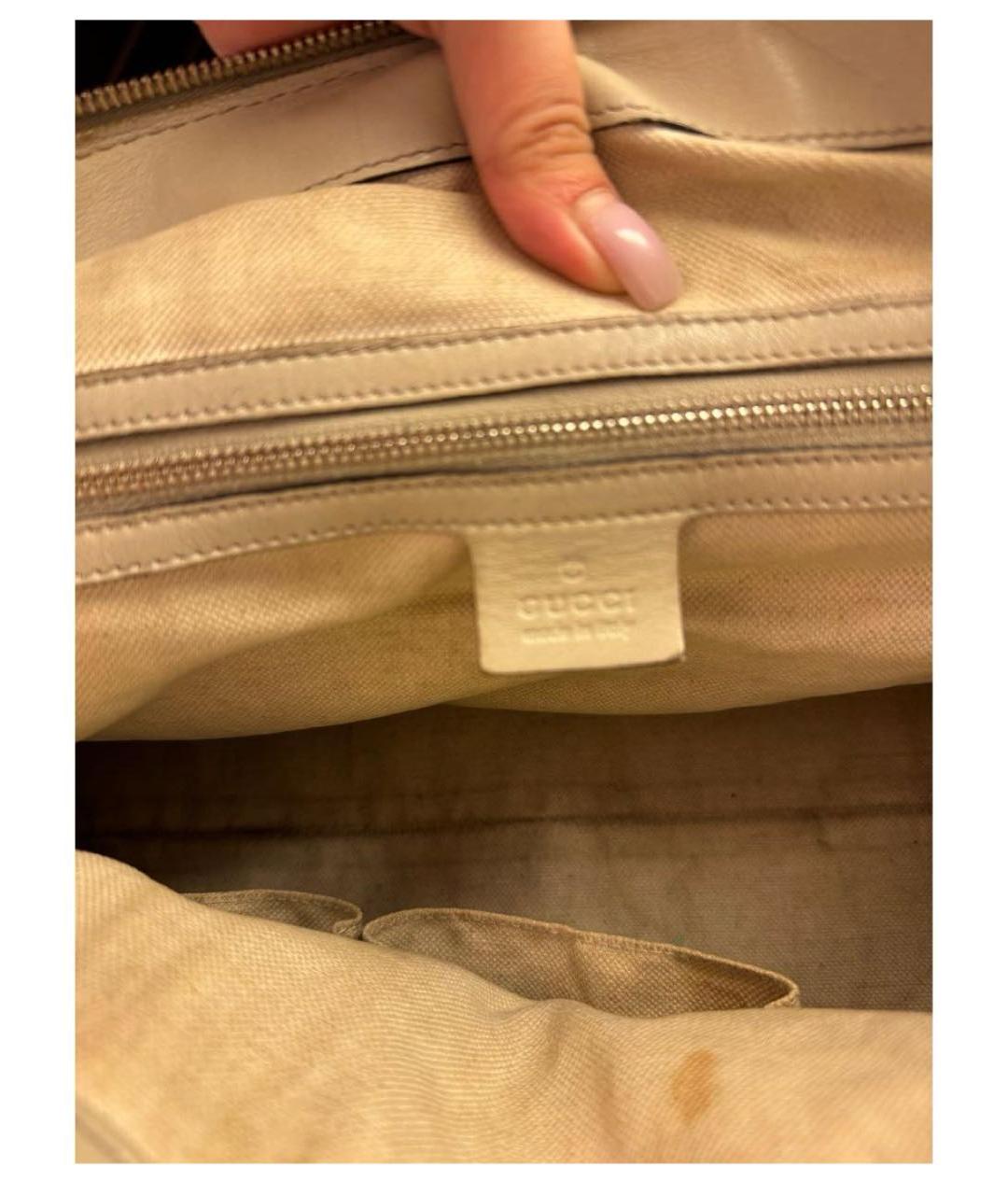 GUCCI Бежевая кожаная сумка с короткими ручками, фото 6