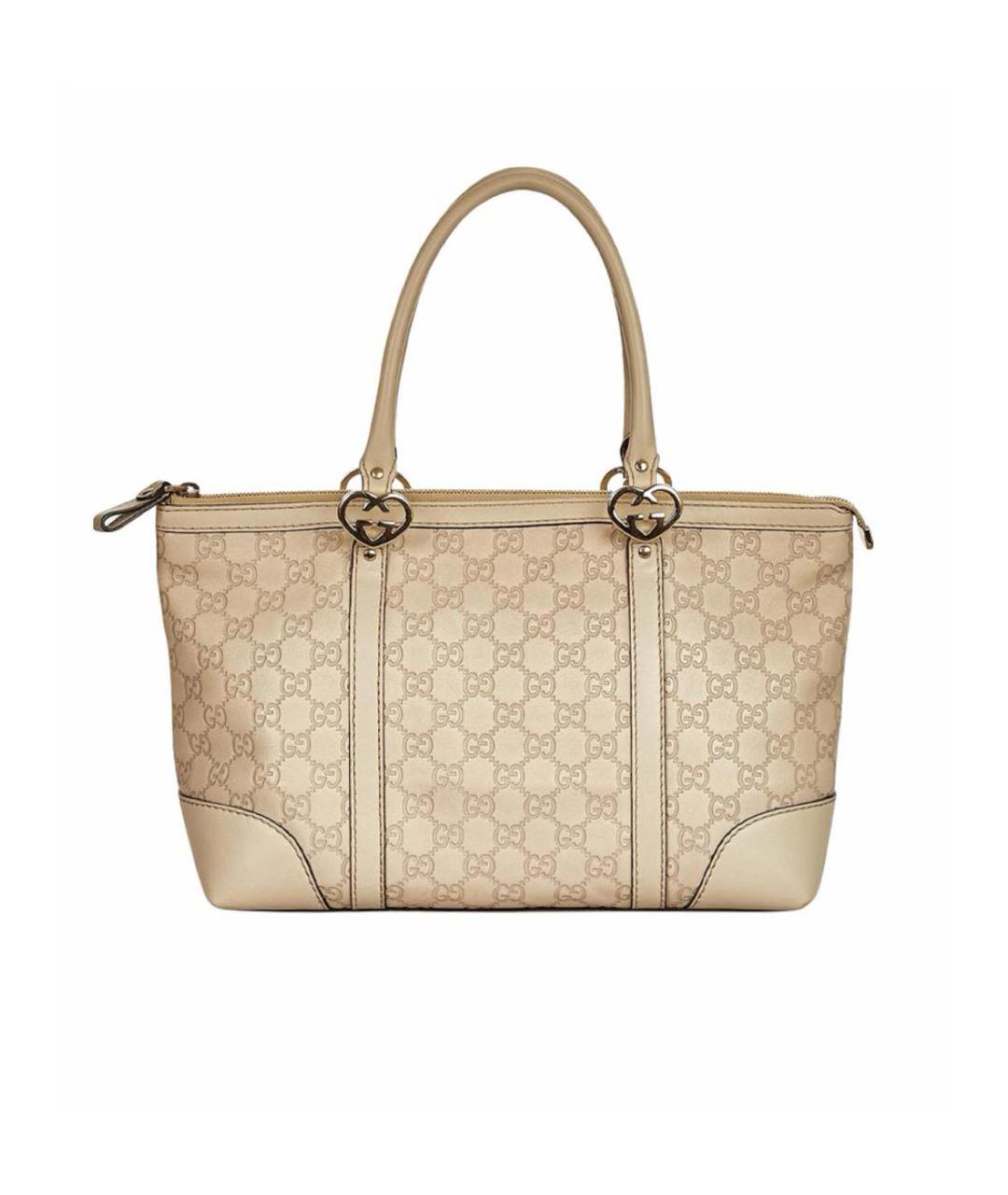 GUCCI Бежевая кожаная сумка с короткими ручками, фото 9