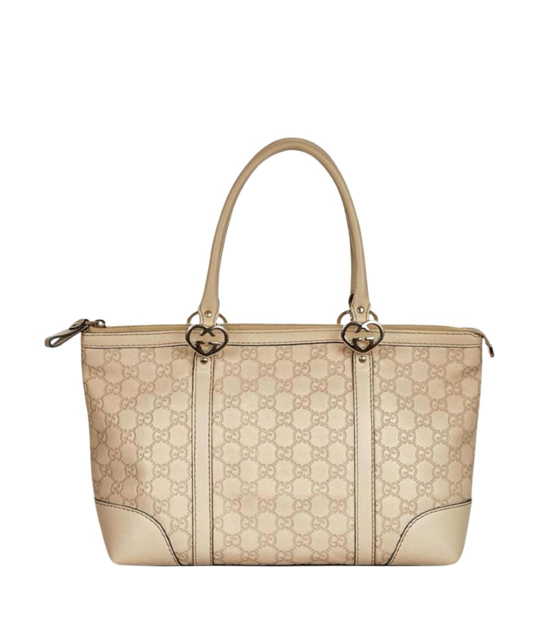 GUCCI Бежевая кожаная сумка с короткими ручками, фото 1