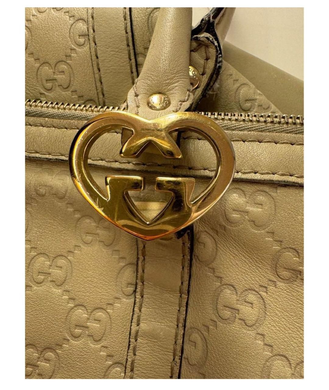 GUCCI Бежевая кожаная сумка с короткими ручками, фото 5