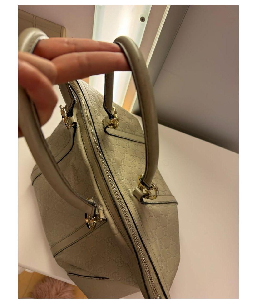 GUCCI Бежевая кожаная сумка с короткими ручками, фото 4