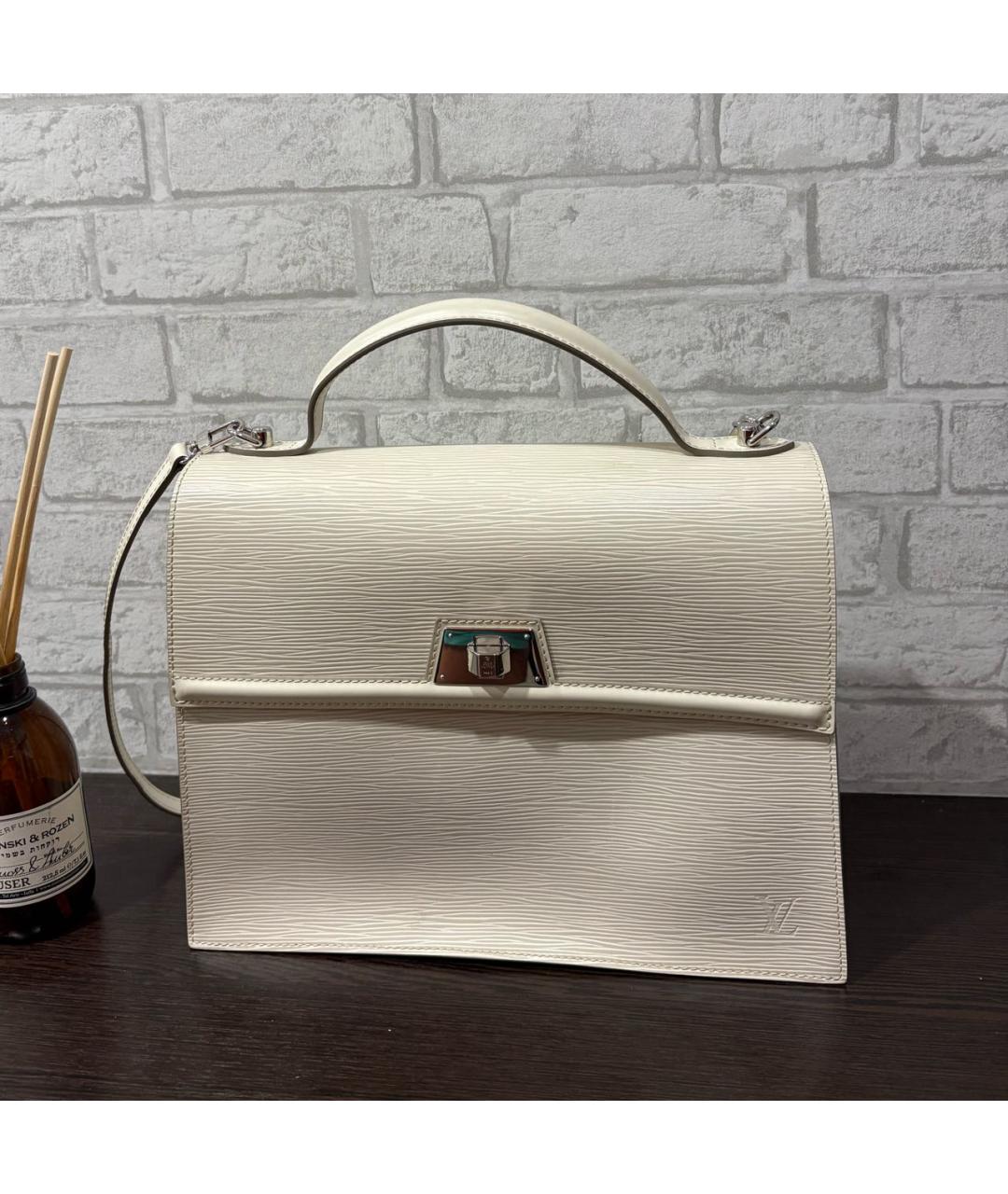LOUIS VUITTON Белая кожаная сумка с короткими ручками, фото 6