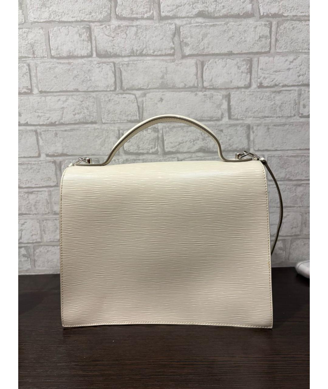 LOUIS VUITTON Белая кожаная сумка с короткими ручками, фото 3