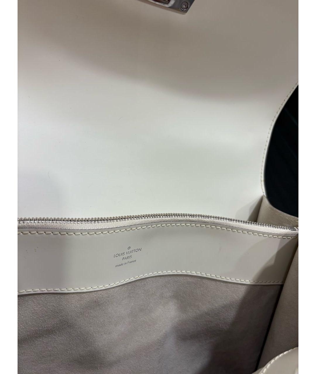 LOUIS VUITTON Белая кожаная сумка с короткими ручками, фото 4