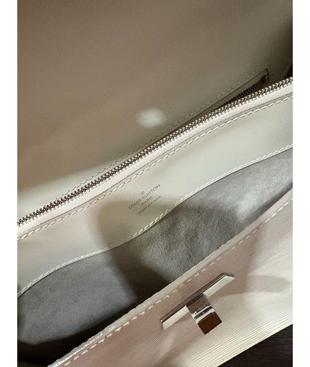 LOUIS VUITTON Белая кожаная сумка с короткими ручками, фото 5