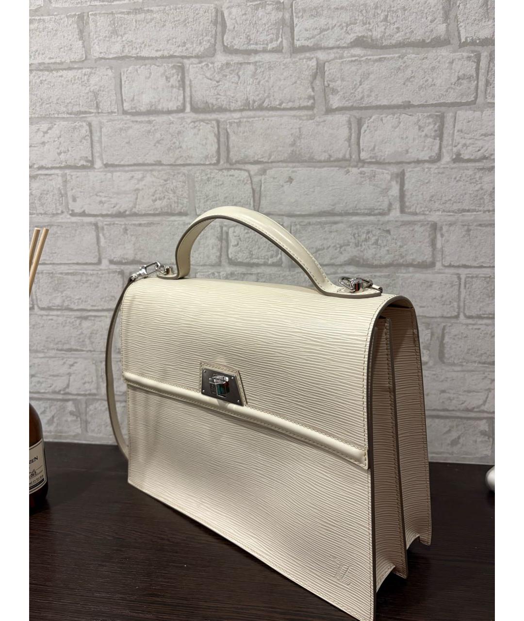 LOUIS VUITTON Белая кожаная сумка с короткими ручками, фото 2