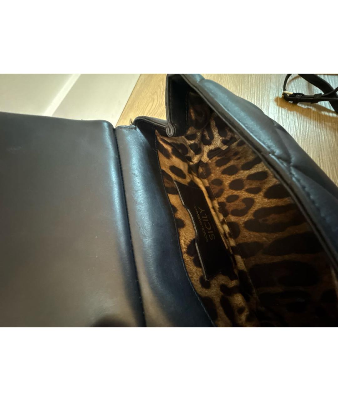 DOLCE&GABBANA Черная кожаная сумка через плечо, фото 4