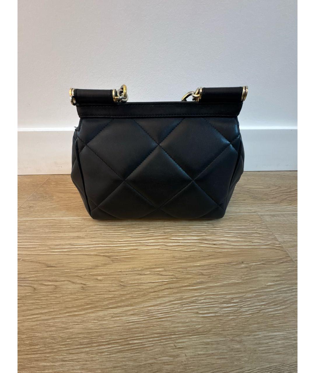 DOLCE&GABBANA Черная кожаная сумка через плечо, фото 3