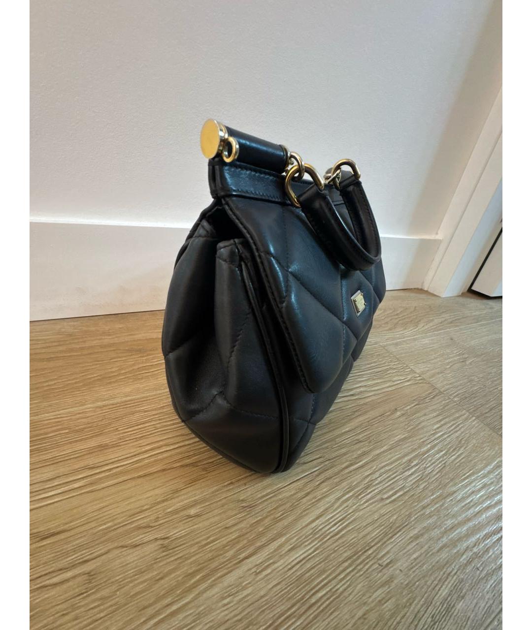 DOLCE&GABBANA Черная кожаная сумка через плечо, фото 2
