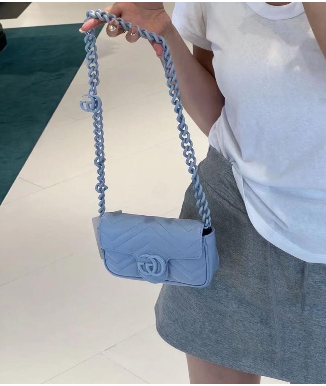 GUCCI Голубая кожаная сумка через плечо, фото 7