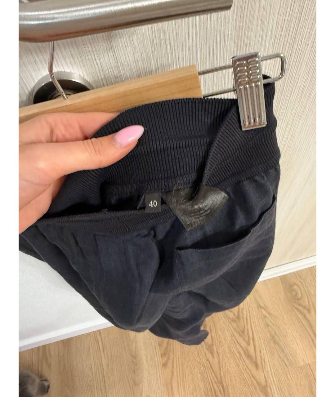 LORO PIANA Антрацитовые хлопковые брюки широкие, фото 4