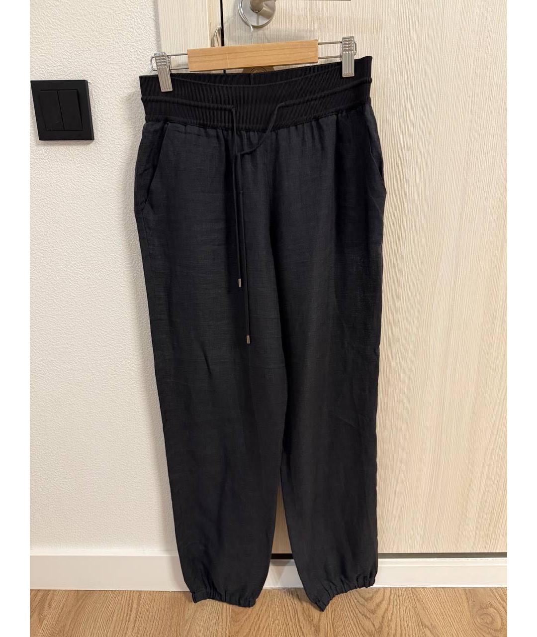 LORO PIANA Антрацитовые хлопковые брюки широкие, фото 5