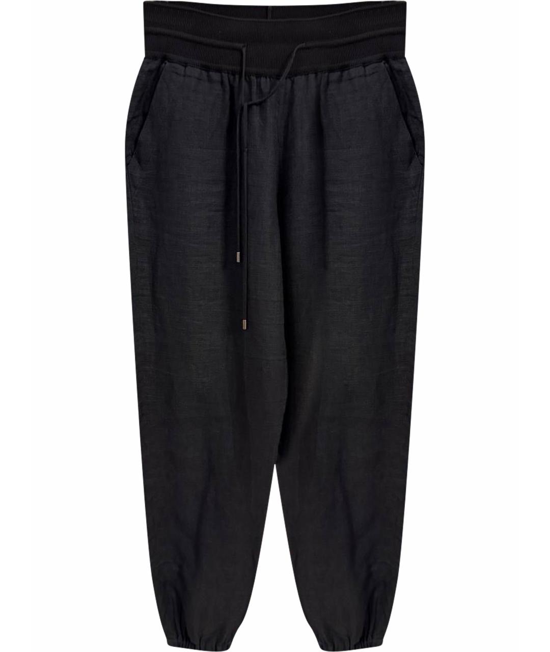 LORO PIANA Антрацитовые хлопковые брюки широкие, фото 1