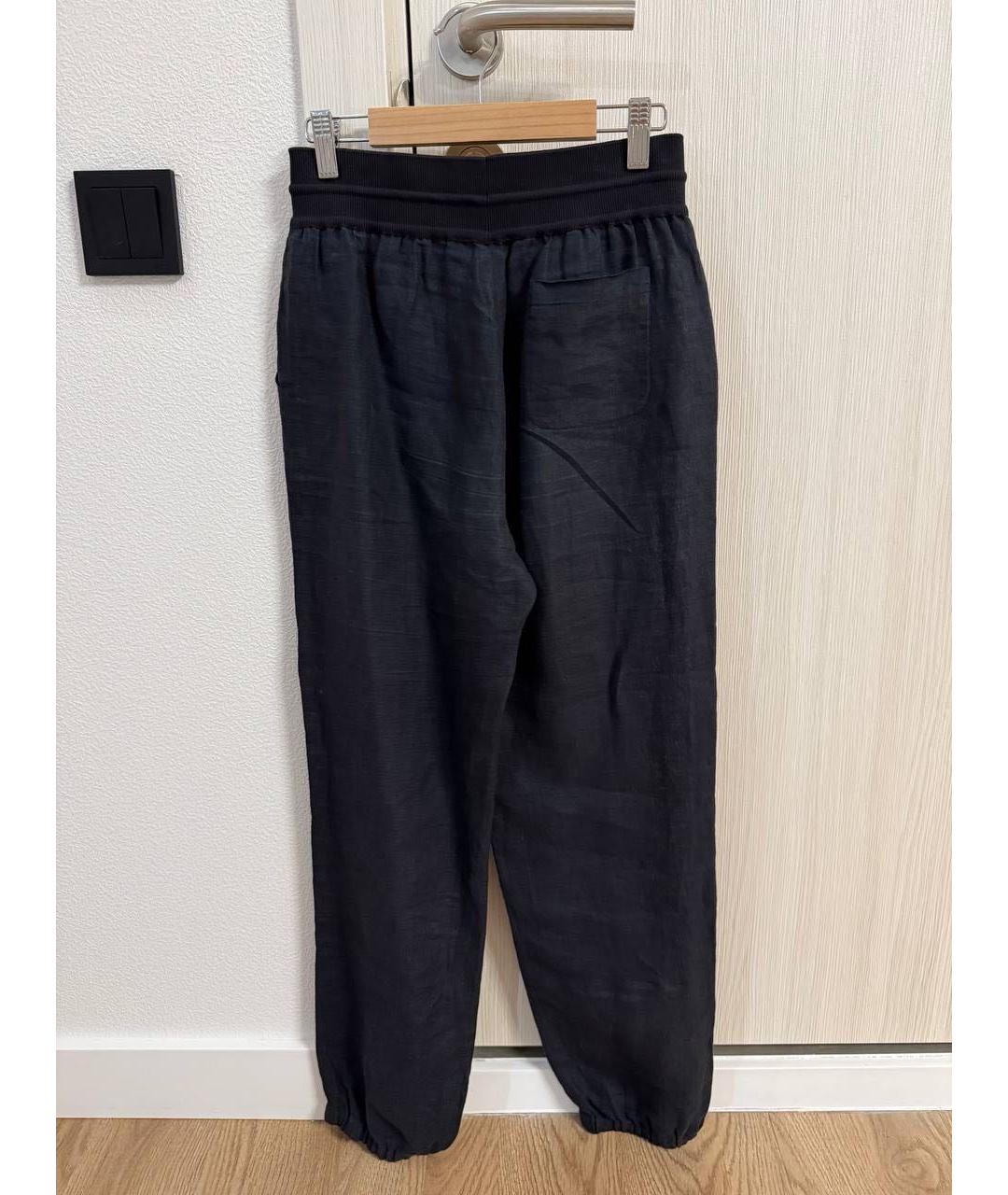 LORO PIANA Антрацитовые хлопковые брюки широкие, фото 2