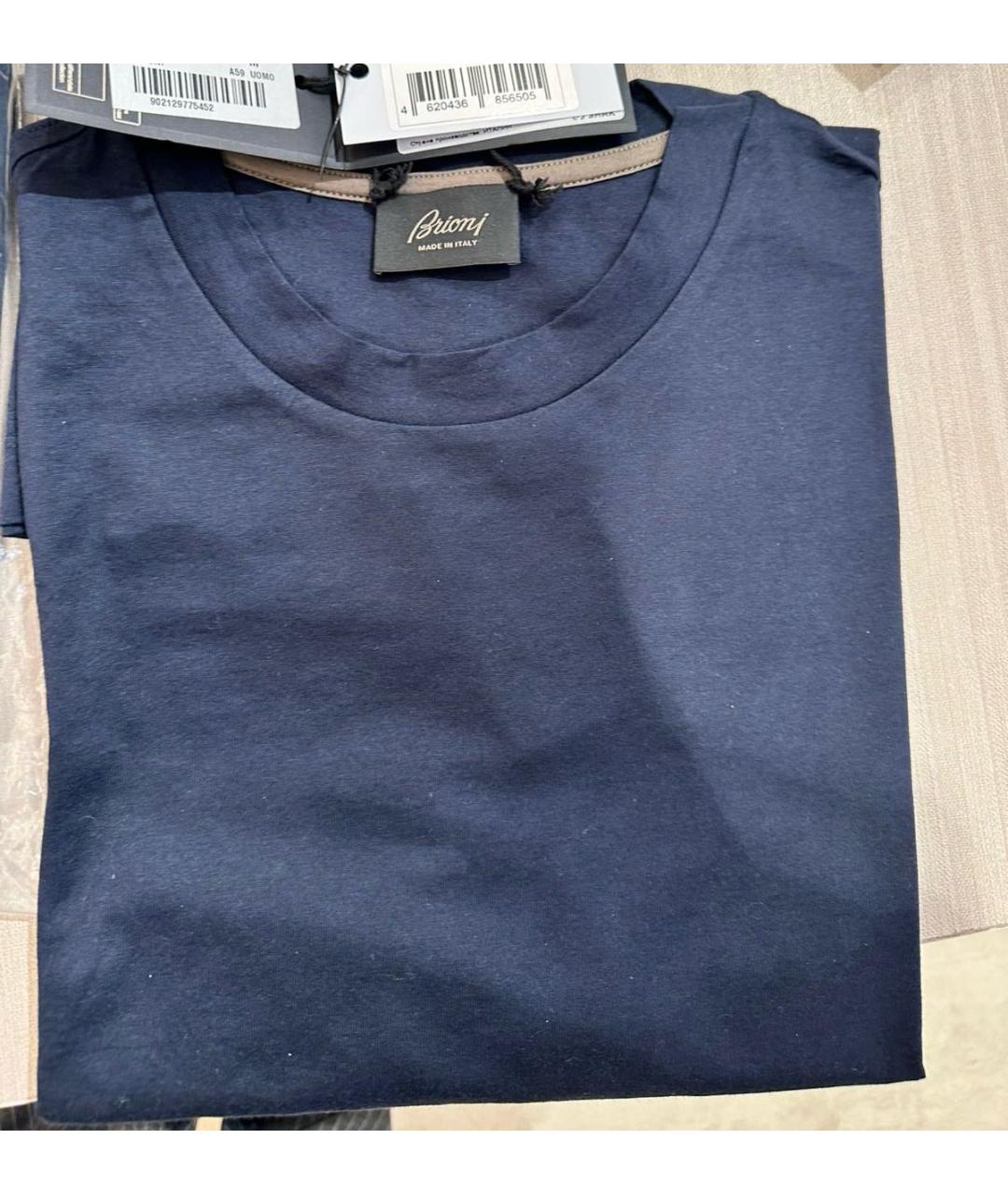 BRIONI Темно-синяя хлопковая футболка, фото 4