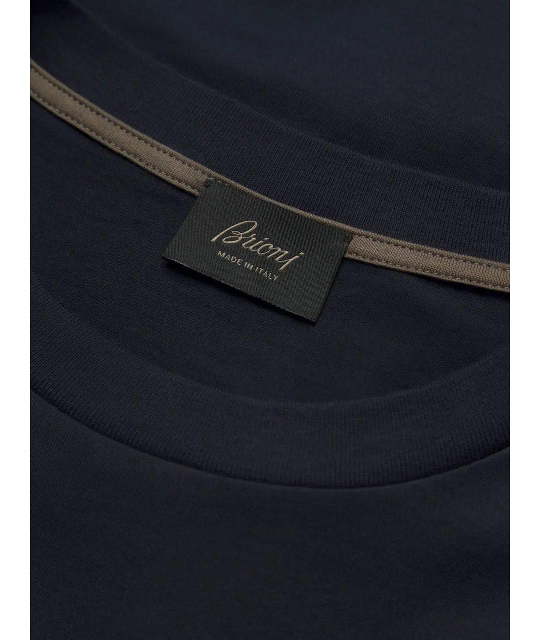 BRIONI Темно-синяя хлопковая футболка, фото 2