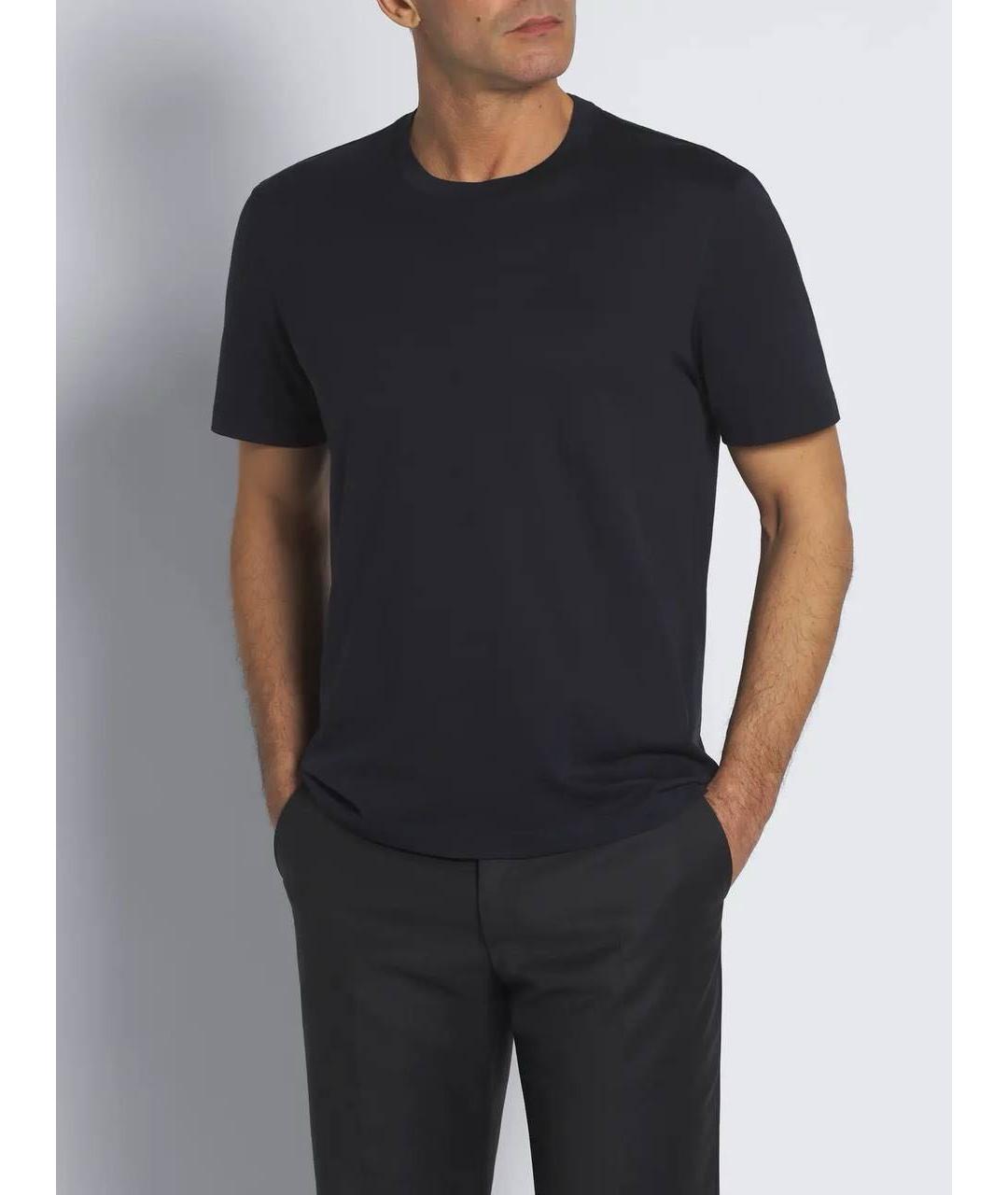 BRIONI Темно-синяя хлопковая футболка, фото 3